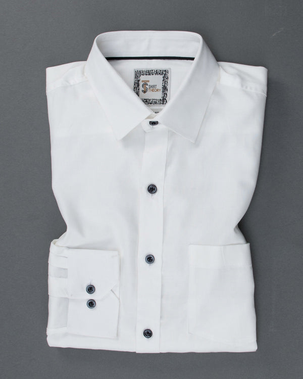 White Solid Casual Wear Shirt