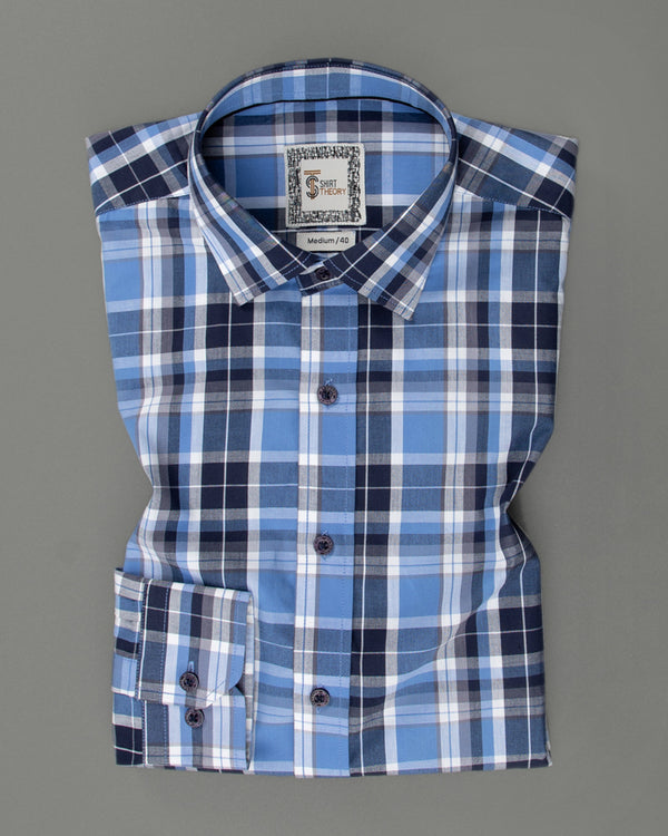 Blue Checkered Cotton  Casual wear Shirt