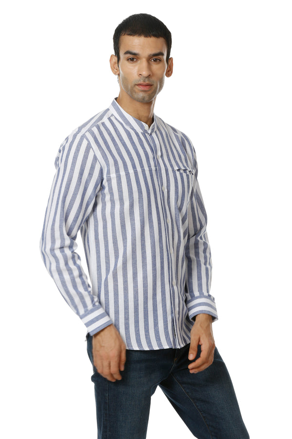 Blue Stripe Cotton Casual Shirt