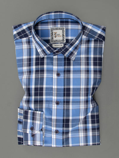 Blue Checkered Cotton  Casual wear Shirt