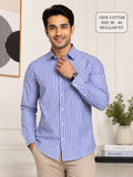 Royal Blue & White Vertical Striped Shirt
