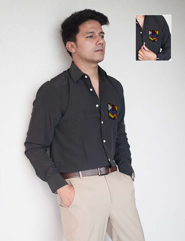 Jet Black Premium Shirt with Multi Pocket patch