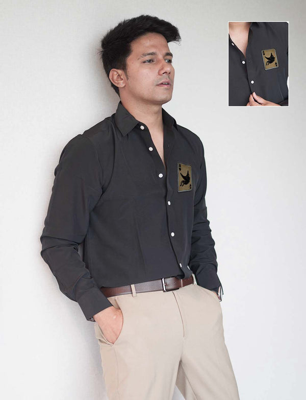 Jet Black Premium Shirt with Green Ace patch