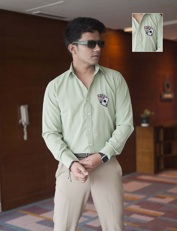 Sage Green Luxe Premium Shirt with 4 Aces patch