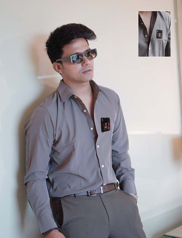 Charcoal Grey Premium Shirt with Black Cards patch