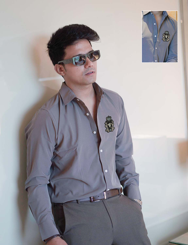 Charcoal Grey Premium Shirt with Beetle in Crown patch
