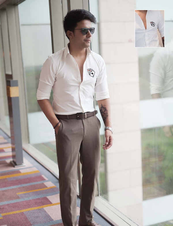 Classic White Premium Shirt with 4 Aces patch