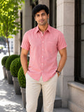 Classic Pink Textured Short Sleeve Shirt