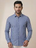 Classic Blue and White Stripes Men Shirt
