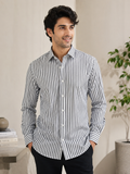 Classic Black and White Striped Casual Shirt