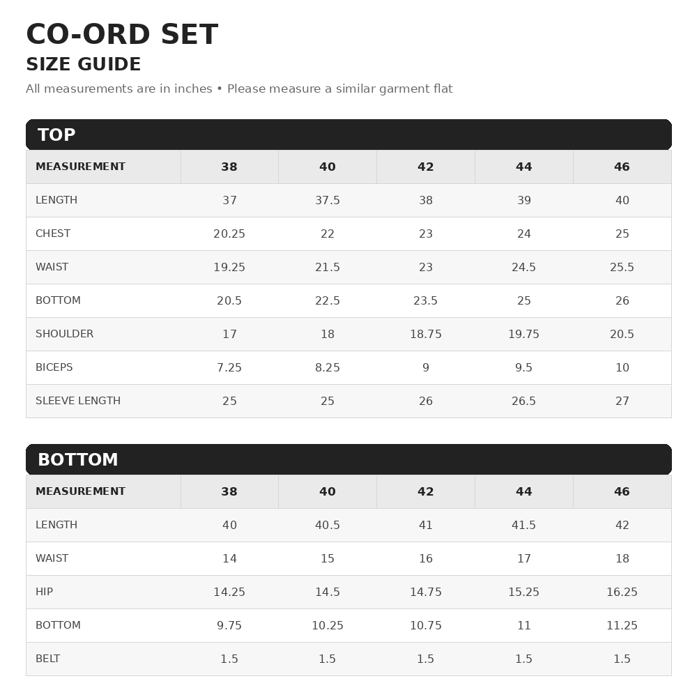 Shirt Theory Size Chart