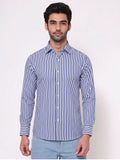 Royal Blue & White Vertical Striped Shirt