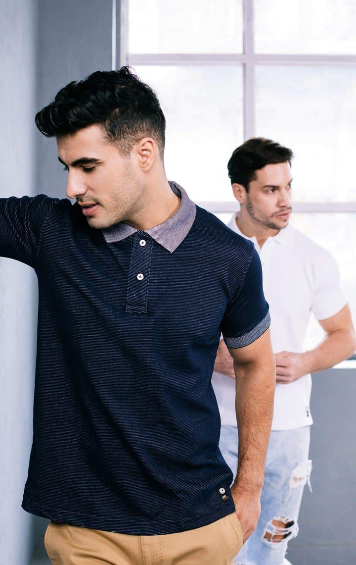 Men Navy Blue Polo T Shirt (Slim Fit )