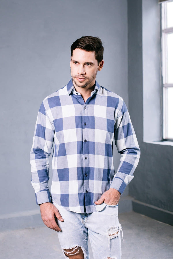 Checkered Blue Fannel Shirt