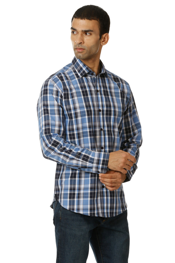 Blue Checkered Cotton  Casual wear Shirt